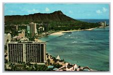 Honolu Hawaii Waikiki Beach Outrigger Hotel Diamond Head Aerial View Postcard picture