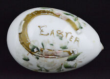 Vintage Large Hand Blown & Hand Painted White Glass Easter Egg (6 1/4