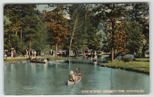 Postcard View of Inlet with Canoes at Lakemount Park in Altoona, PA. picture