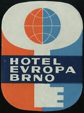 Hotel Europa BRNO Czechoslovakia Luggage Label picture