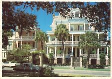 Postcard SC Charleston South Battery Home Mansions Gardens Car Porches Tourist picture