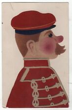 Antique Postcard Applique Funny man in uniform Clothes Old card picture