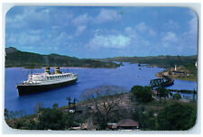 1957 Nieuw Amsterdam Entransit to Pacific Ocean Panama Canal Posted Postcard picture