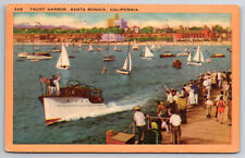 Vintage Postcard Yacht Harbor, Santa Monica, California, Posted Feb. 22, 1952 picture
