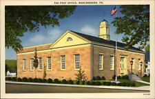 Mercersburg Pennsylvania Post Office flag ~ 1930s linen postcard picture