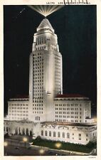 Postcard CA Los Angeles City Hall by Night 1920s White Border Vintage PC f5302 picture