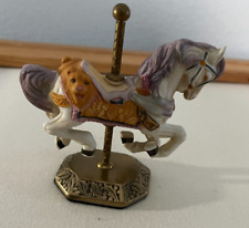 VINTAGE WILLITTS DESIGNS CAROUSEL HORSE 1986 Porcelain with brass pole and stand picture