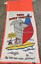 Roll Up Beach Towel Tote “Shark Eating Tourist FL” 90’s Neon Strap 30A Destin picture