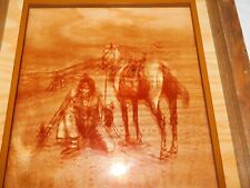 FREDERICK REMINGTON WESTERN PRINT ON GLASS 1974 VTG LUCID LINES 13x10x2 INDIAN picture