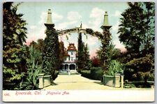 Vtg Riverside California CA Magnolia Avenue Entrance Arch Home Postcard picture