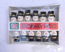 Amscam, Inc. 12 Vintage Snowmen Cake Picks- Party Toppers picture