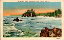 Vintage Postcard Rugged Washington Coast Highway U.S. 101 WA Washington    L-099 picture
