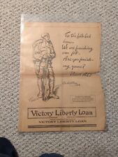 Original 1919 WWI Era Victory Liberty Loan Poster Newspaper Fold Out 17