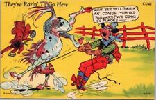 c1940s RAY WALTERS Comic Linen Postcard Cowboy / Horse 