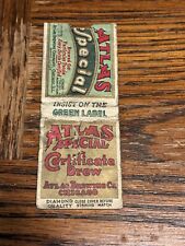 1920s Chicago IL BEER Advertising Matchbook Atlas Special Certificate Brew Wow picture