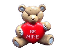 Gibson PIN Valentines Vintage BEAR Hugglesbie HEART Teddy Be Mine Holiday Brooch picture