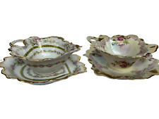 ELITE WORKS (LIMOGES) Floral Teacups &Saucers, 2 Sets picture