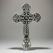 Pewter Cross Large Rustic Scroll Silver Toned 17.5” Vintage Wall Decor India picture