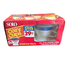 SOLO Cozy Cups Starter Pack Unopened Box 10 Blue Cups 2 Holders 1980’s Memories picture