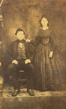 ANTIQUE CDV PHOTO OF A WELL-DRESSED COUPLE 2-CENT CIVIL WAR TAX STAMP 1865 GOOD picture