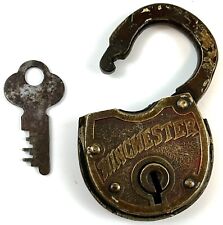 💥Vintage Winchester Brass Padlock Lock WORKS w/ Key Antique Rare picture