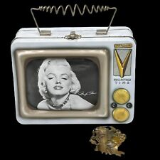 Vintage Marilyn Monroe Collectible Tin Lunchbox TV & Gold Tone Brooch Pin picture