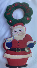 Vintage Christmas Door Knob Hanger Santa Claus Fabric Happy Holidays Decor picture