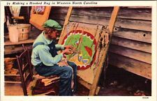 Western NC-North Carolina, Artist Making a Hooked Rug Vintage Souvenir Postcard picture