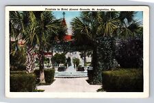 St Augustine FL-Florida, Fountain Hotel Alcazar Grounds, Vintage Postcard picture