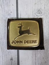 RARE Vintage 1980 John Deere Gold Plated Belt Buckle Historical Trademark #1577 picture