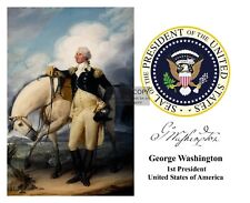 PRESIDENT GEORGE WASHINGTON AT VERPLANCK'S POINT PRESIDENTIAL SEAL 8X10 PHOTO picture