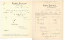 Certificate of Destruction Pair of Documents dated 1876 - Americana - U. S. Trea picture