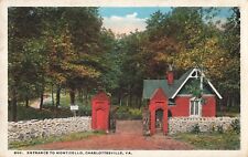 Charlottesville VA Virginia, Entrance Gate to Monticello, Vintage Postcard picture