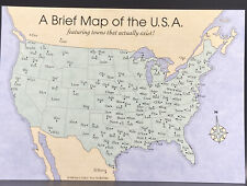 A Brief  Map Of The USA -Towns That Actually Exist - Funny Vintage Postcard picture