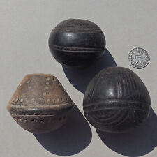 3 large old antique clay terracotta african beads nigeria #9 picture