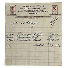 Vtg 1940's Moorefield Ky Bradley & Kerns Aubreys Hog Feeds Receipt Invoice picture