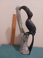 VINTAGE  AFRICAN LARGE  CARVED STONE HORNBILL  FROM ZIMBABWE 1970'S picture