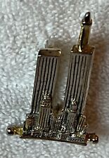 Vtg 2 Tone Metal World Trade Center Brooch/Pin September 9/11 NYC Twin Towers picture
