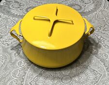 Dansk Designs Denmark IHQ 7” Yellow Enameled Pot w/ Lid Kobenstyle 2 Qt Vintage picture