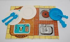 Vintage Disney Dough Toys Mickey Mouse Kitchen Fry Pan Plates Spatula Spoons Mat picture