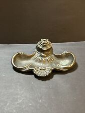 Antique Victorian Art Nouveau Brass Inkwell French Ornate Design picture