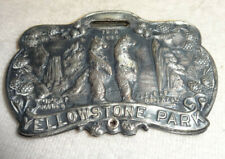 Vintage Yellowstone Park Sterling 925 Silver Luggage Tag Twin Cub Bears picture