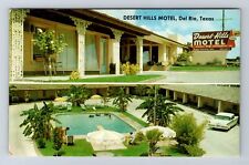 Del Rio TX-Texas, Desert Hills Motel, Advertisement, Vintage c1987 Postcard picture
