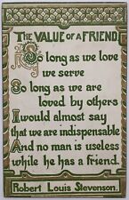 Vintage Good Motto Postcard A550 POSTED 1911 Stamp Value of a Friend Stevenson picture