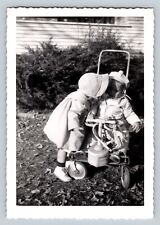 Adorable Picture of Children, Boy In Classic Stroller VINTAGE Photo picture