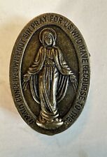 Vintage Religious Immaculate Mary Brass Money Clip - with prayer picture