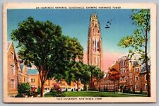 Harkness Memorial Quadrangle Tower Yale University New Haven Conn VNG Postcard picture