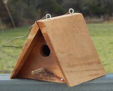 Vintage BSA Handcrafted A-Frame Cedar Wood Bird House by Boy Scout Troop #79 PA picture