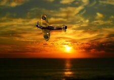 Supermarine Spitfire sunset, canvas print various sizes free delivery  picture