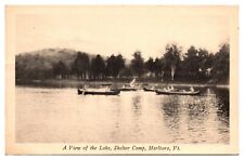Vintage A View of the Lake, Shelter Camp, Canoes, Marlboro, VT Postcard picture